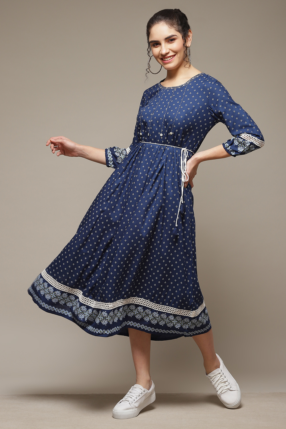 Indigo LIVA Kalidar Dress image number 0